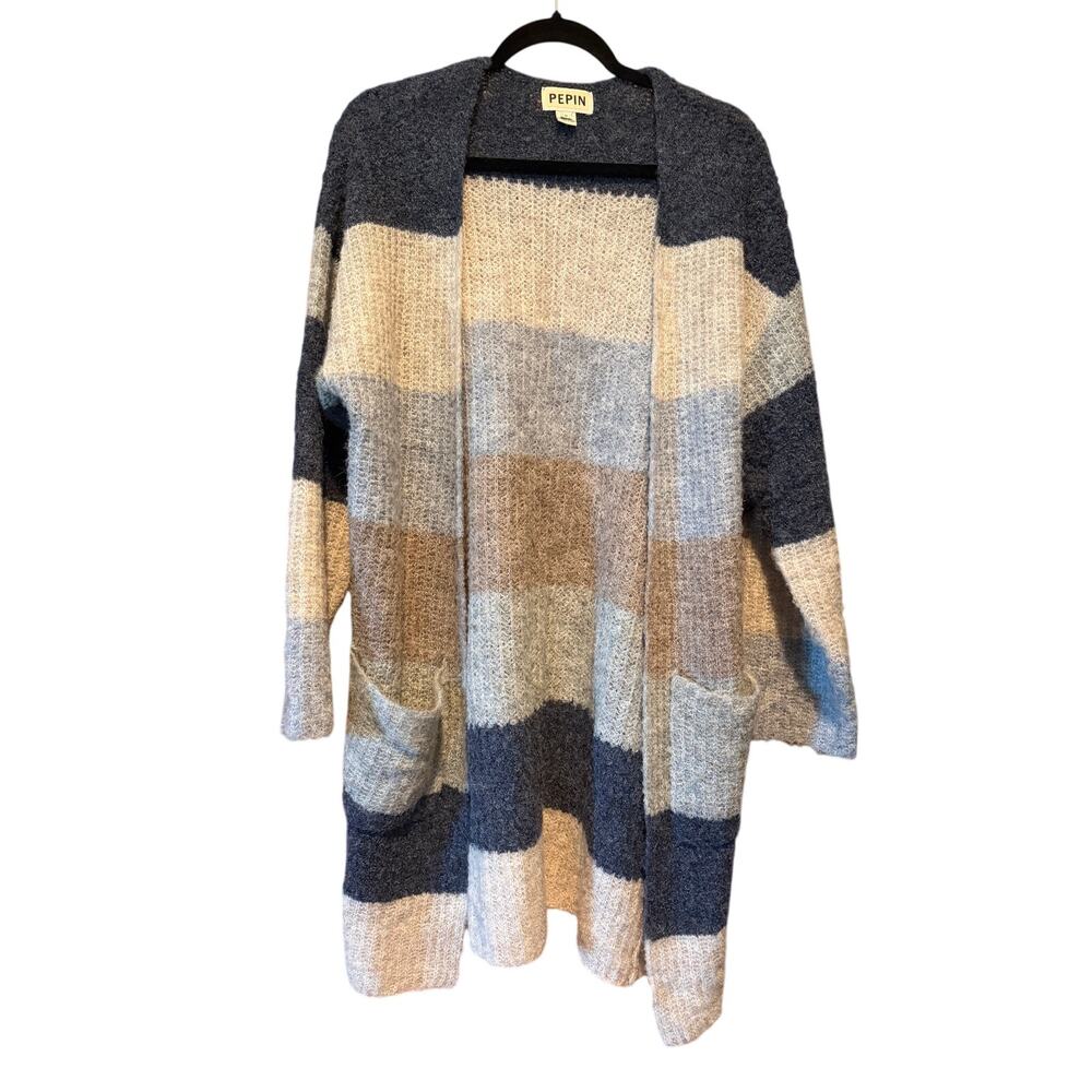 PEPIN Anthropologie Plaid Long Cardigan Duster Wool Alpaca Blend Oversized